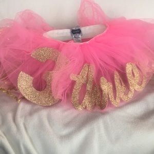 Mud Pie 3rd birthday tutu and hat